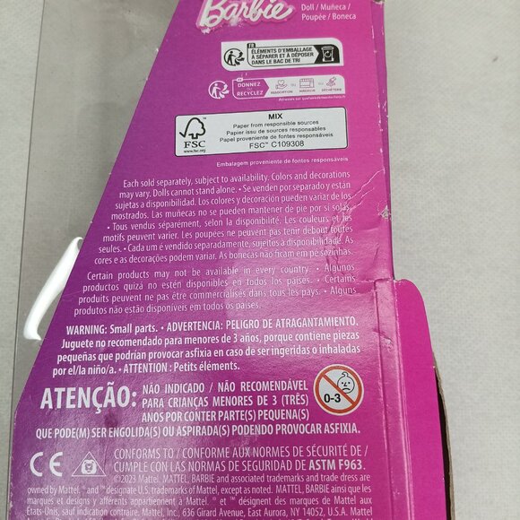 Barbie Fashionistas Doll #216 with Tall Body, Black Straight Hair & Peach Dress - Picture 5 of 9